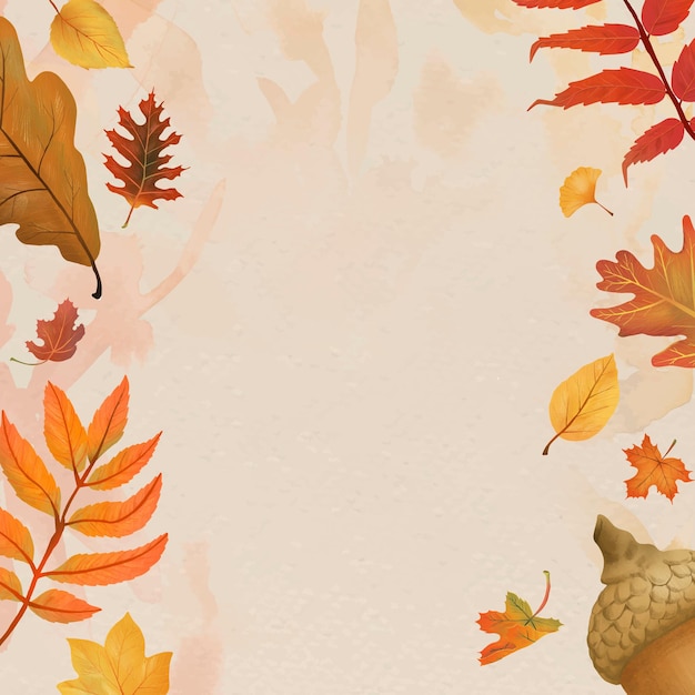 Vector de fondo beige de hojas de otoño