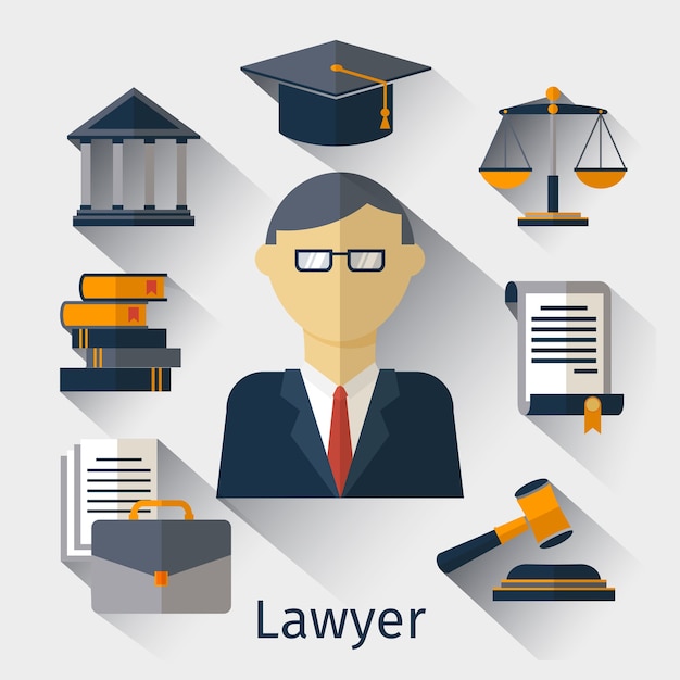 Vector fondo de concepto de abogado, abogado o jurista. abogado y abogado, jurista de derecho, abogado hombre ilustración vector gratuito
