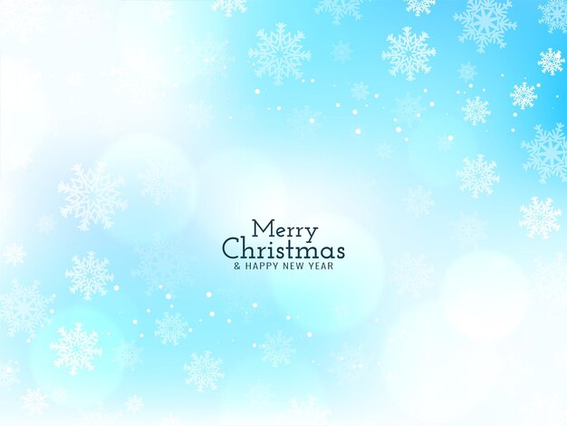 Vector de fondo de copos de nieve bokeh azul suave festival de feliz Navidad
