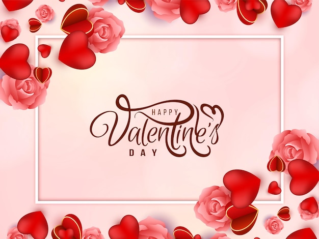 Vector de fondo de corazones románticos de celebración de día de San Valentín feliz