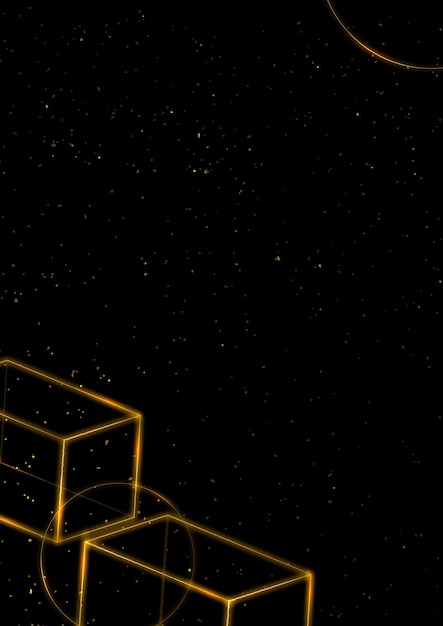 Vector gratuito vector de fondo cuboide 3d de neón de oro geométrico