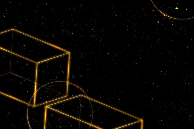 Vector de fondo cuboide 3D de neón de oro geométrico