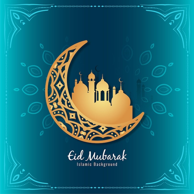 Vector gratuito vector de fondo cultural islámico de la luna creciente de eid mubarak