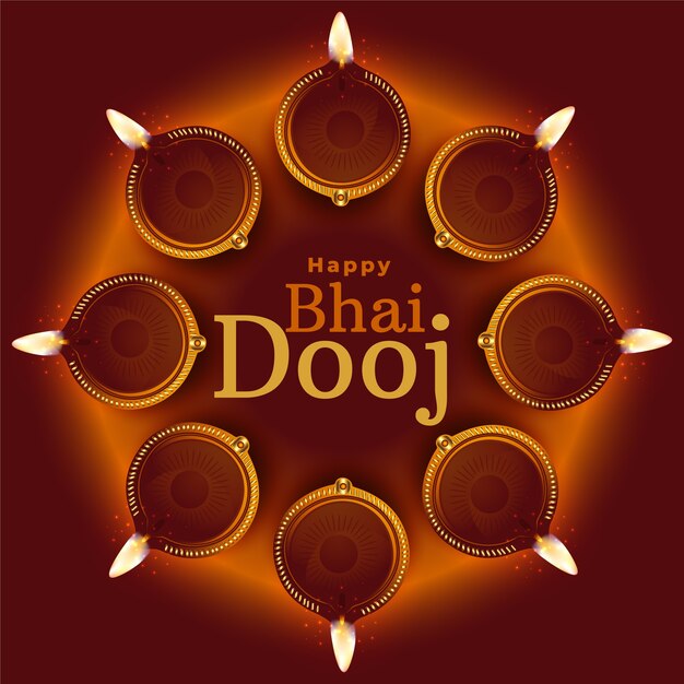 Vector gratuito vector de fondo de decoración diya tradicional feliz bhai dooj