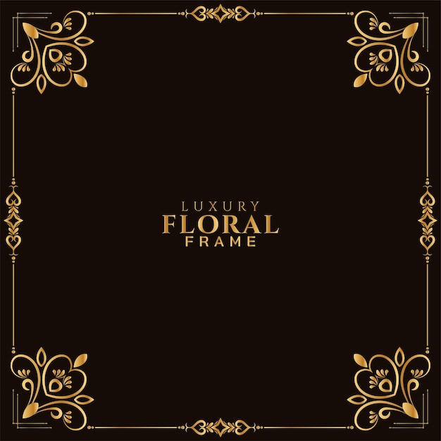 Vector de fondo de diseño de marco floral dorado hermoso decorativo