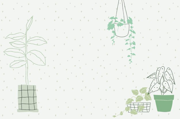 Vector de fondo de doodle de planta de interior con espacio en blanco