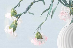 Vector gratuito vector de fondo de flores, arte psicodélico de clavel azul y rosa