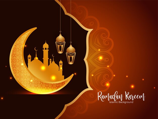 Vector de fondo islámico religioso de la luna creciente de Ramadán Kareem