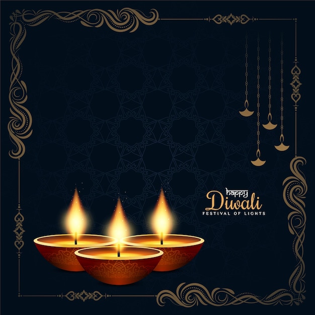 Vector de fondo de marco decorativo feliz festival indio de diwali