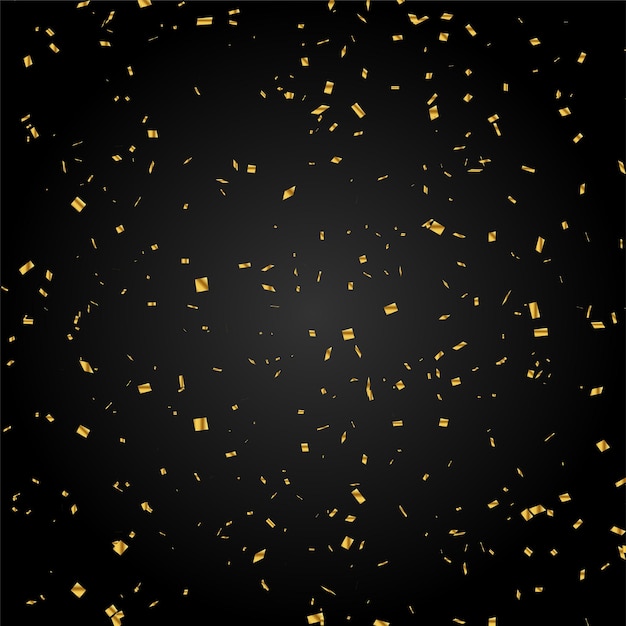 Vector de fondo negro decorativo abstracto confeti dorado