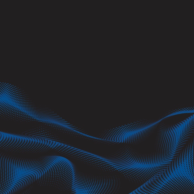 Vector de fondo negro ondulado azul de semitono