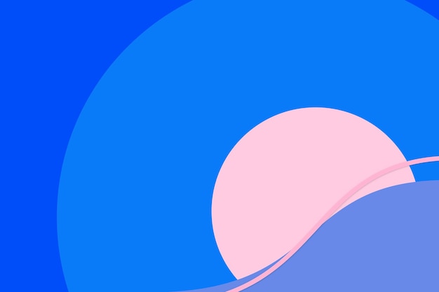 Vector de fondo de onda y luna azul y rosa mínimo en azul y rosa