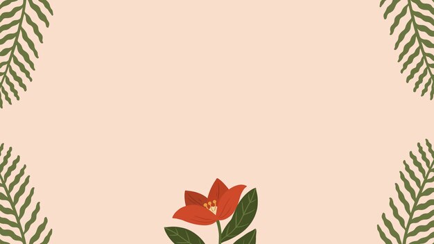 Vector de fondo de pantalla móvil de espacio de copia de flor roja botánica