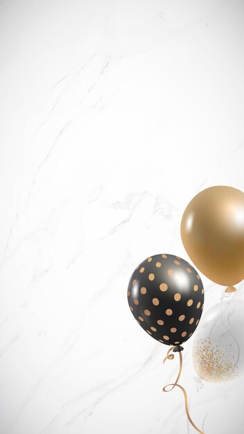 Vector de fondo de pantalla de teléfono móvil de diseño de marco de globos elegantes