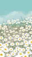 Vector gratuito vector de fondo de pantalla de teléfono móvil flor de margarita blanca floreciente