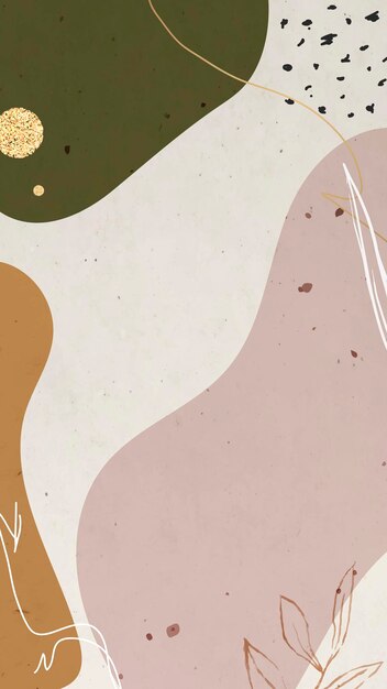 Vector de fondo de pantalla de teléfono móvil de Memphis abstracto tono tierra