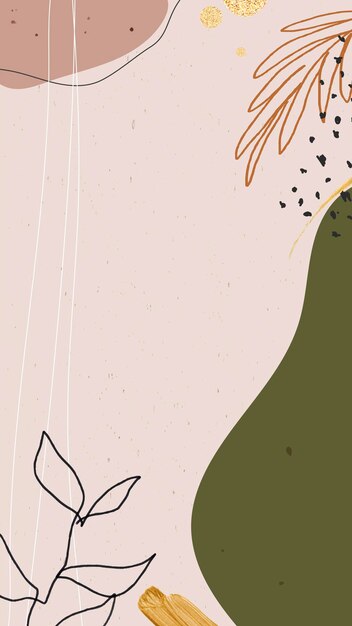 Vector de fondo de pantalla de teléfono móvil de Memphis abstracto tono tierra