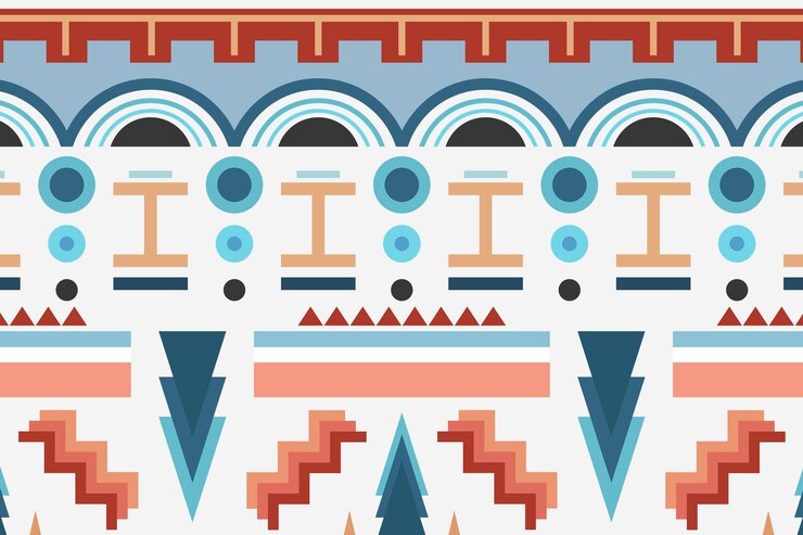 Vector gratuito vector de fondo de patrones sin fisuras nativos americanos, tela colorida