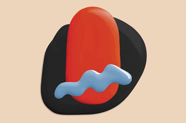 Vector de fondo de pintura roja líquida con elementos de forma creativa de colores