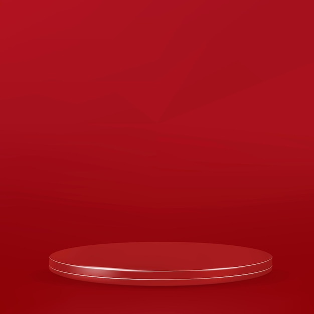 Vector de fondo de producto 3D con podio de visualización en tono rojo
