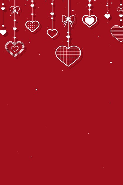 Vector de fondo rojo corazones colgantes