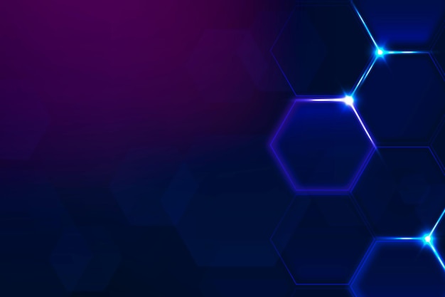 Vector gratuito vector de fondo de tecnología digital con borde hexagonal en tono morado oscuro