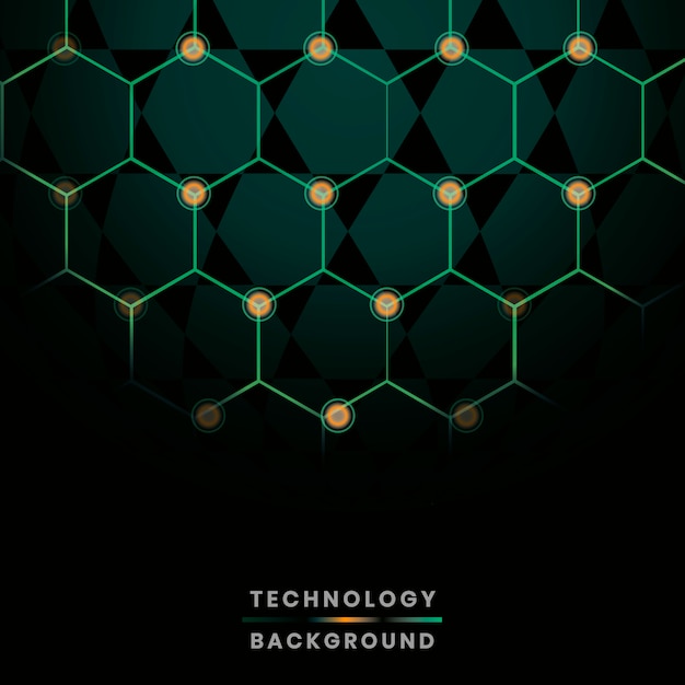 Vector de fondo de tecnología de red de hexágono verde