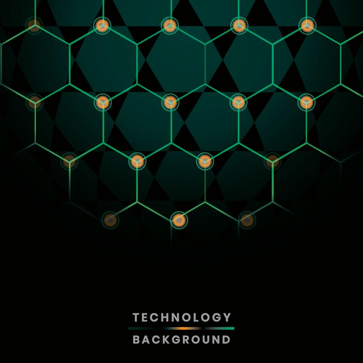 Vector gratuito vector de fondo de tecnología de red de hexágono verde