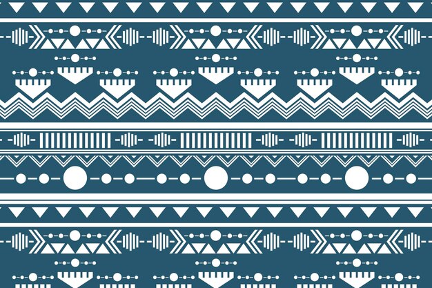 Vector de fondo tribal de patrones sin fisuras, diseño blanco y azul
