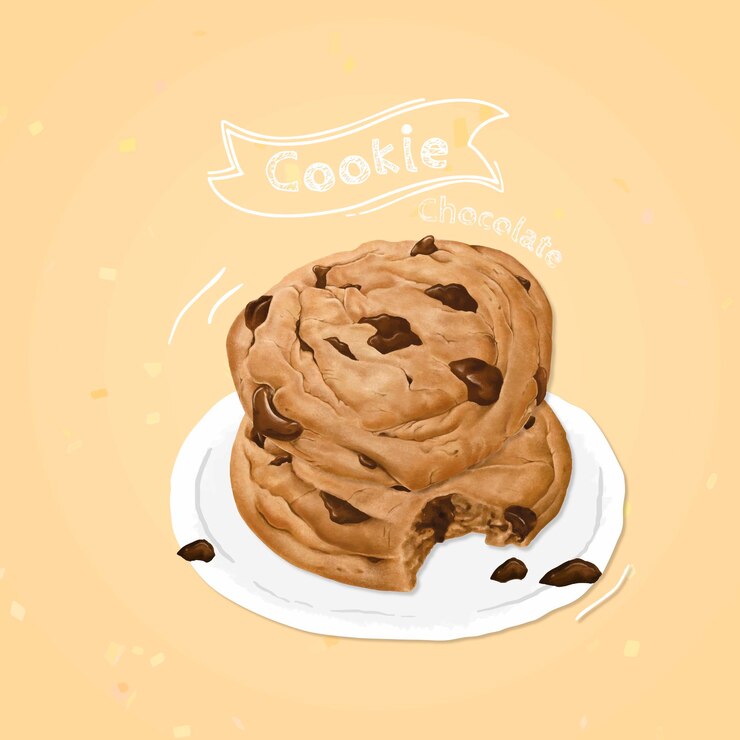 Vector gratuito vector de galletas con chispas de chocolate dibujadas a mano