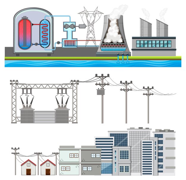 Vector de generación de electricidad nuclear
