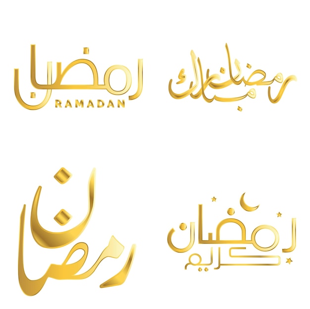 Vector gratuito vector golden ramadan kareem tarjeta de felicitación con diseño de caligrafía árabe