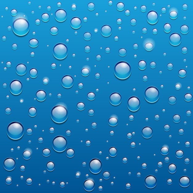 vector de gotas de agua sobre fondo azul para bellamente diseñado