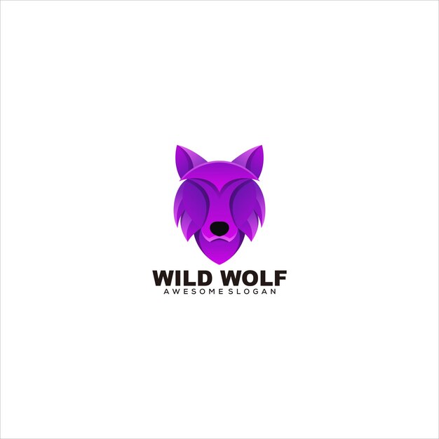 vector de gradiente de logotipo de cabeza de lobo