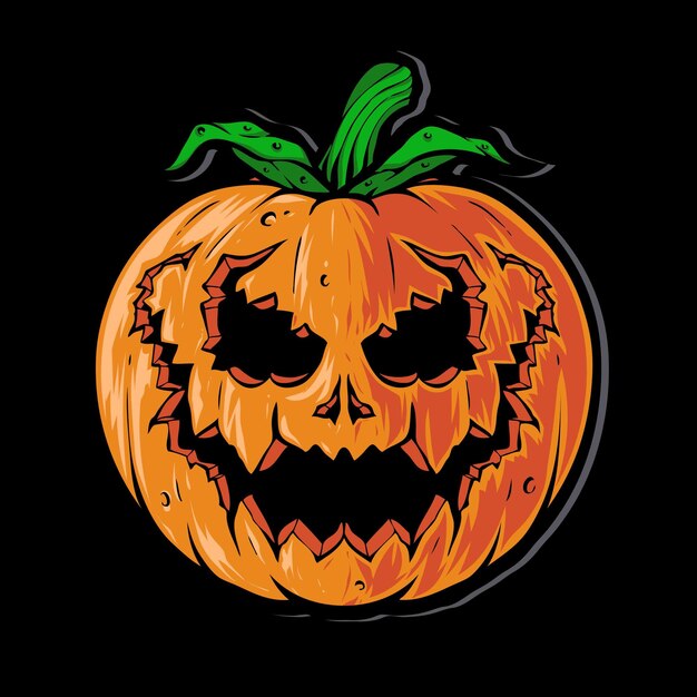 Vector de halloween de cabeza de calabaza de miedo