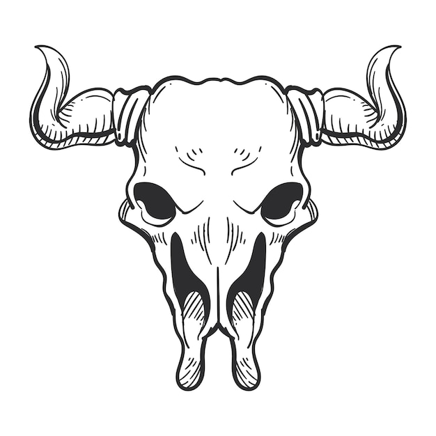 Vector gratuito vector de icono aislado de cráneo de toro salvaje