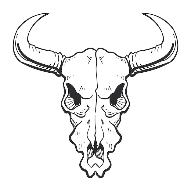 Vector de icono aislado tribal del cráneo de toro