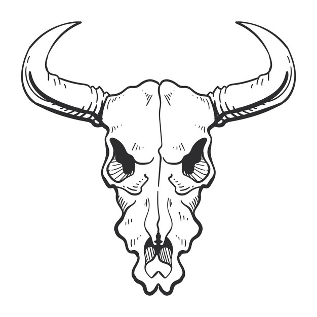 Vector de icono aislado tribal del cráneo de toro