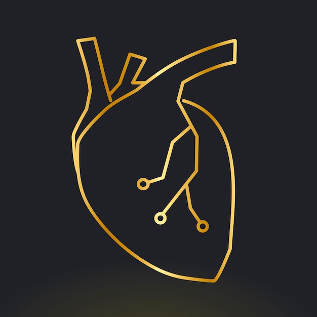 Vector de icono de corazón para tecnología cardíaca