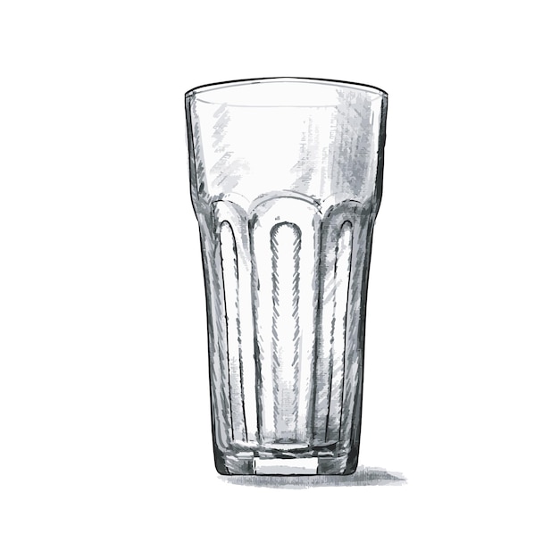 Vector icono dibujado a mano vidrio aislado sobre fondo blanco.