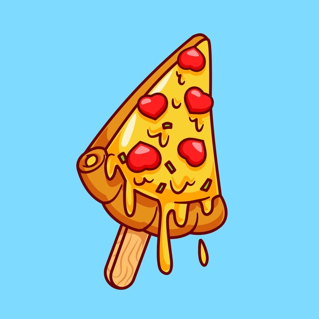 Vector de icono de dibujos animados de helados de pizza Ilustración de alimentos y bebidas Icono de vector plano aislado