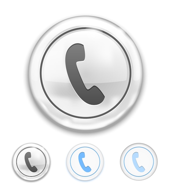 Vector icono de teléfono en el botón en blanco