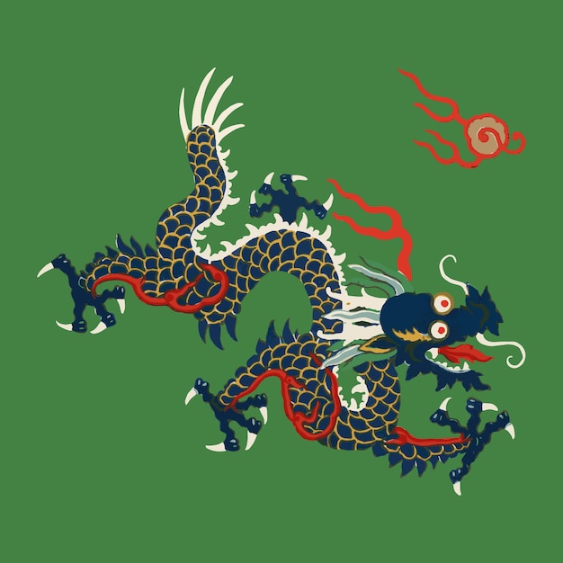 Vector ilustración de arte chino oriental dragón