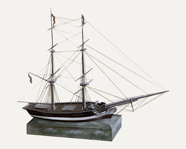 Vector de ilustración de bergantín modelo vintage, remezclado de la obra de arte de william kerby