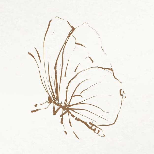 Vector de ilustración de doodle de mariposa, remezclado de imágenes de dominio público vintage