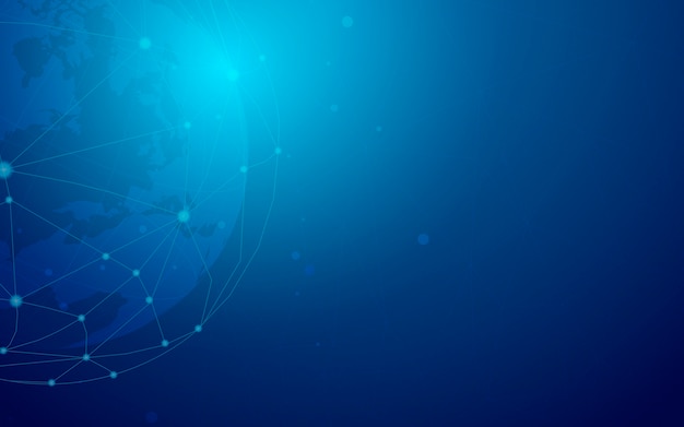 Vector de ilustración de fondo azul de conexión en todo el mundo