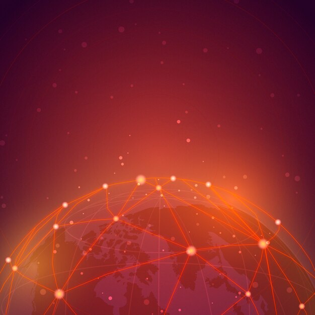 Vector de ilustración de fondo rojo de conexión mundial