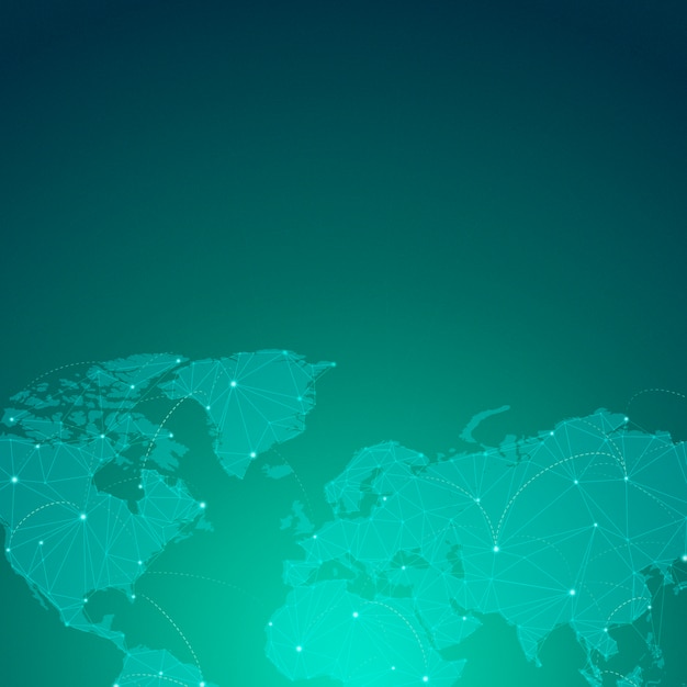 Vector de ilustración de fondo verde de conexión mundial