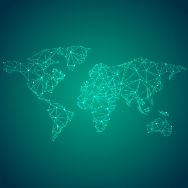 Vector gratuito vector de ilustración de fondo verde de conexión mundial