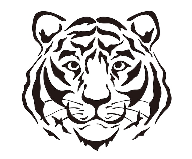 Vector ilustración de silueta de cabeza de tigre aislada sobre fondo blanco